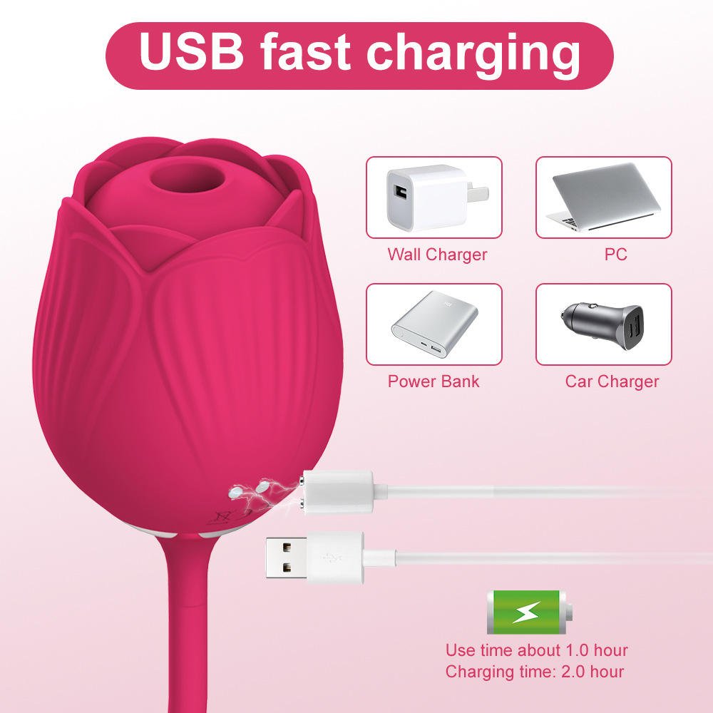 Rose Toy Vibrator with Tongue for Clit Sucking and Nipple Stimulation