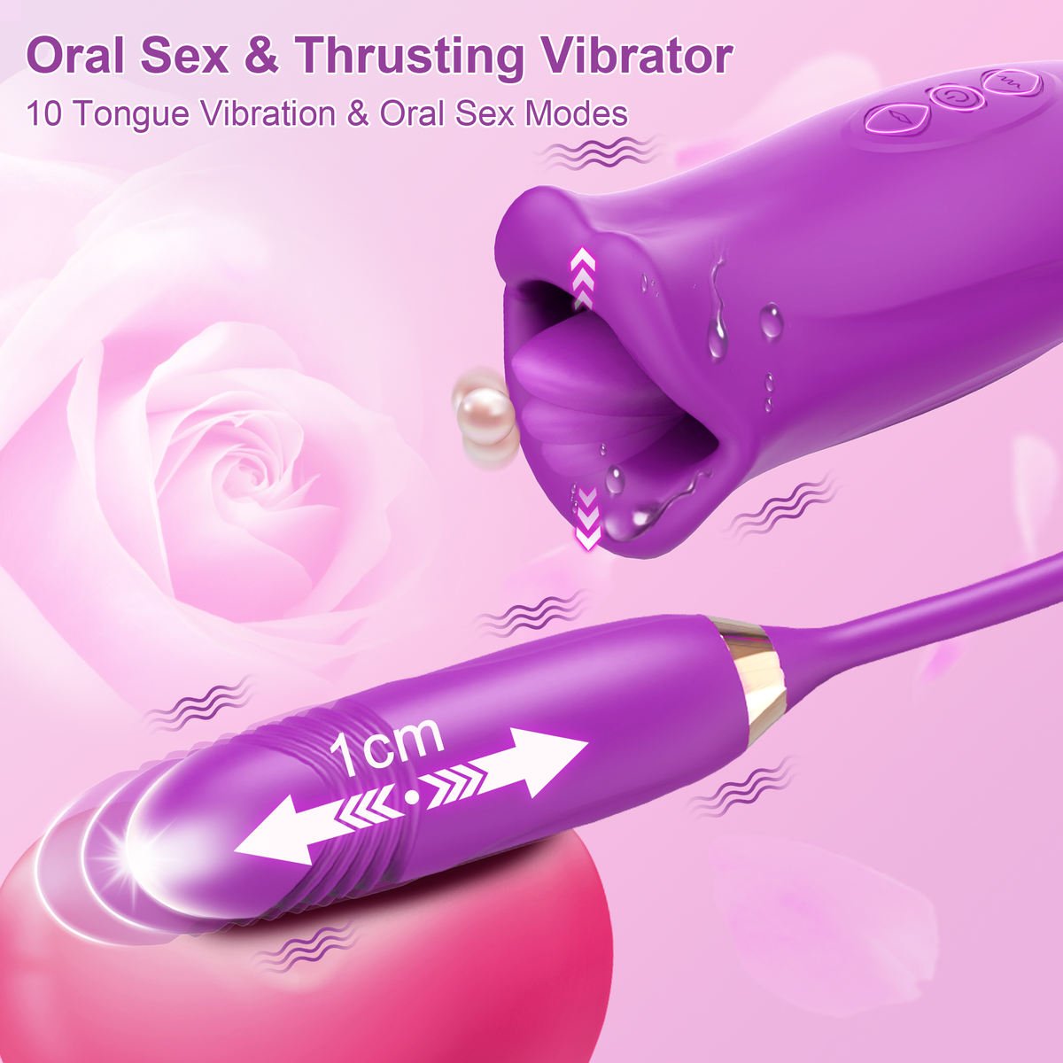 3-in-1 Thrusting Egg Vibrator with Mouth Biting and Nipple Stimulation