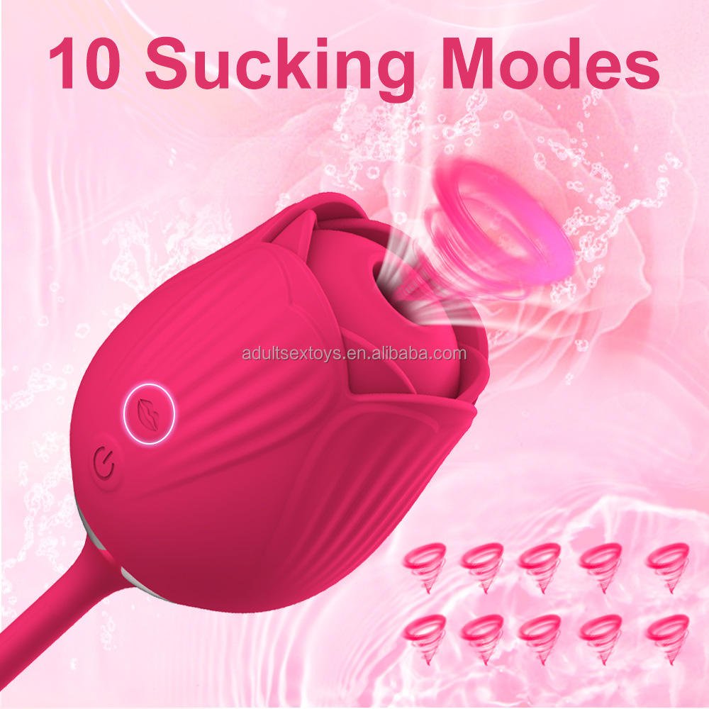 Rose Clitoral Sucking Vibrator with Thrusting Dildo