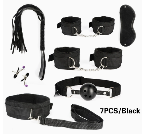 26-Piece BDSM Bondage Kit with Nipple Clamps, Whip and Anal Vibrator