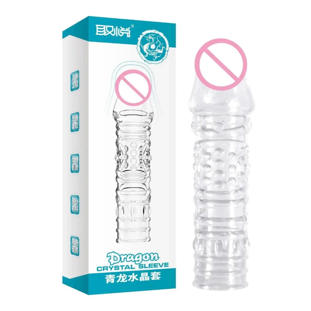 Dotted Clitoral-Stimulating Crystal Condom Sleeve - Reusable TPE Enhancer for Men - Image 3