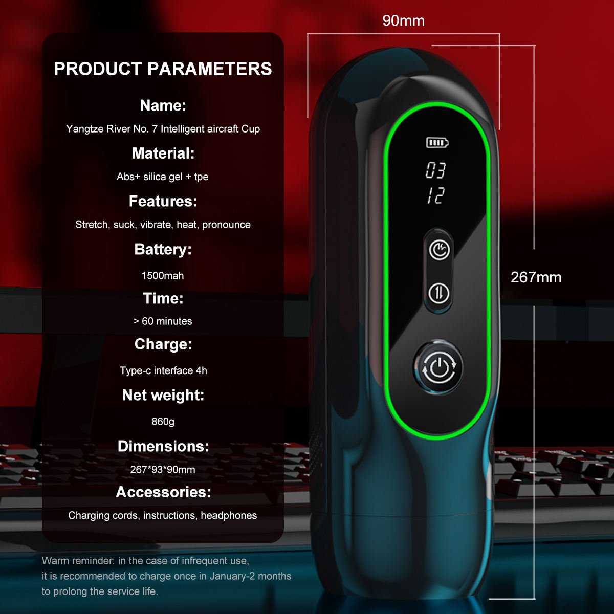 Automatic Telescopic Sucking and Heating Masturbator with Vibration