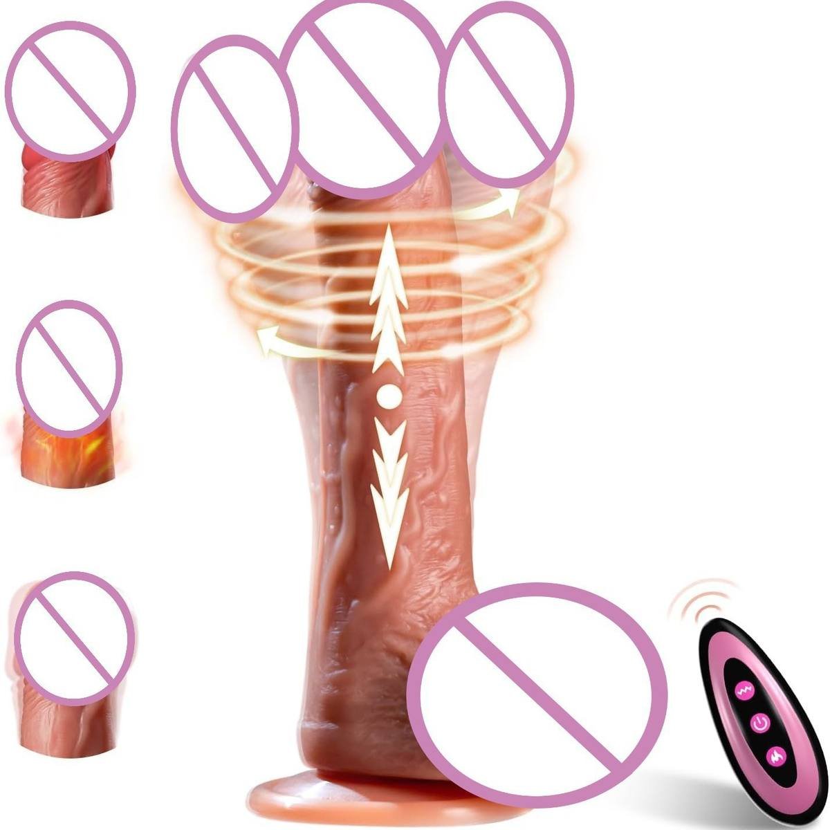 Heated Telescopic Large Dildo with Suction Cup Base