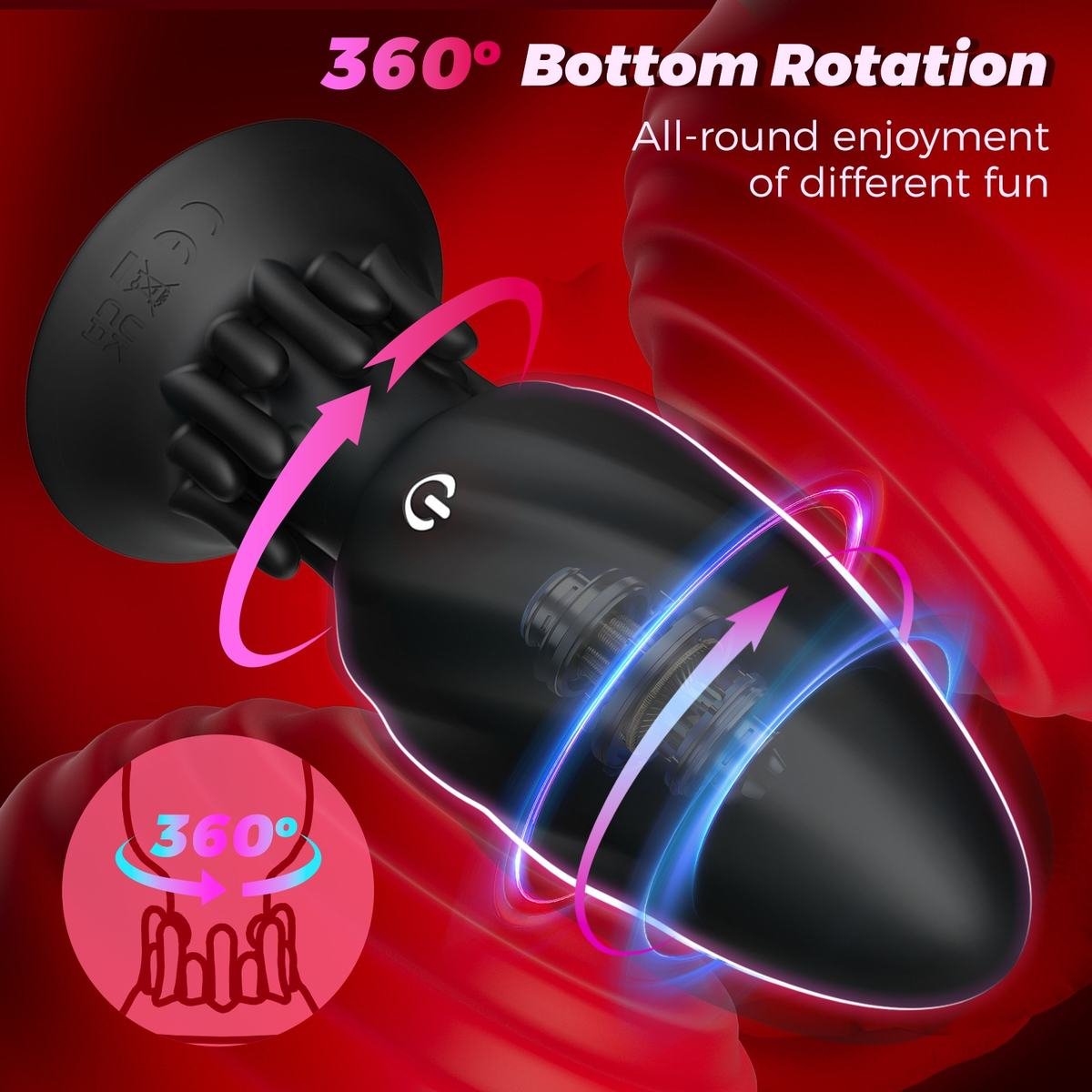 360 Rotating App-Controlled Anal Plug Massager with 10 Vibration Modes