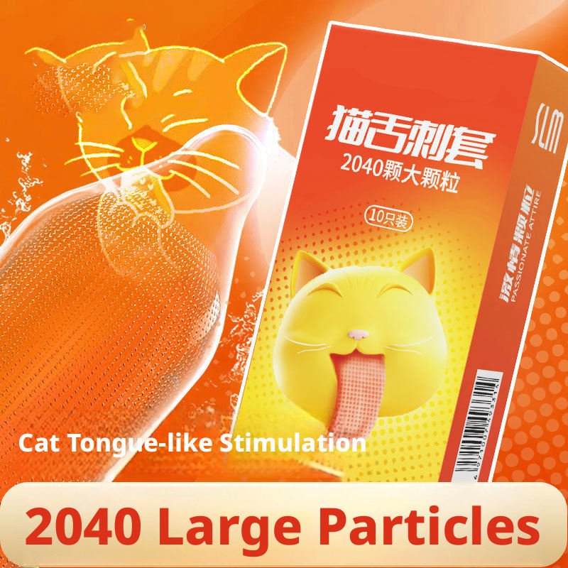 Cat Tongue Textured Condom - 2040 Fine Studded Particles, Ultra-Thin Latex - Image 4