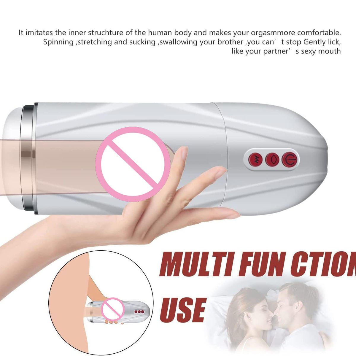 Hands-Free Quiet Sucking Masturbator with 10 Suction Modes
