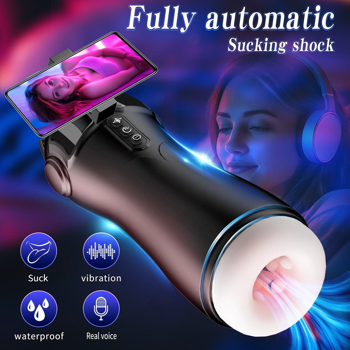 Bluetooth Voice-Controlled Automatic Sucking and Vibrating Masturbator