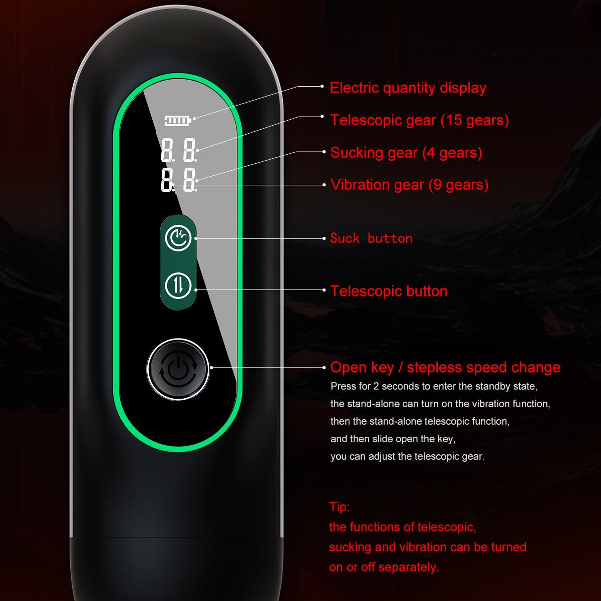 Automatic Telescopic Sucking and Heating Masturbator with Vibration