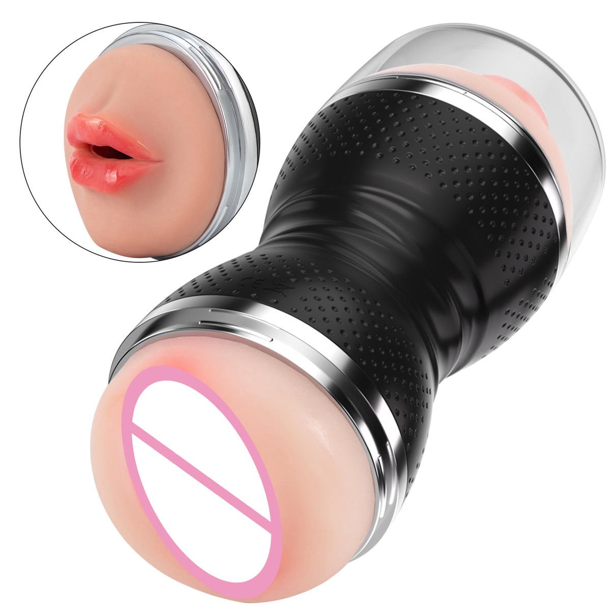 Double-Headed Vibrating and Licking Masturbation Cup