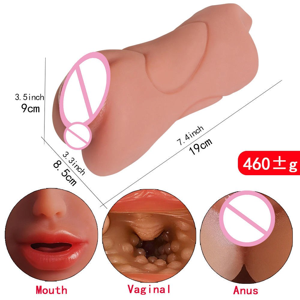 Soft 3 in 1 Male Masturbator Oral Mouth Pocket Pussy Realistic Vagina Toy Anal Channel Penis Masturbation Sex Toys for Men
