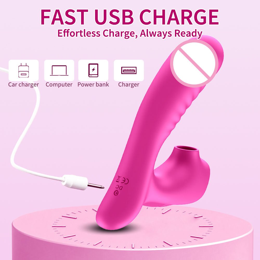 USB Rechargeable Clitoral Sucking G-Spot Vibrator with 10 Frequencies