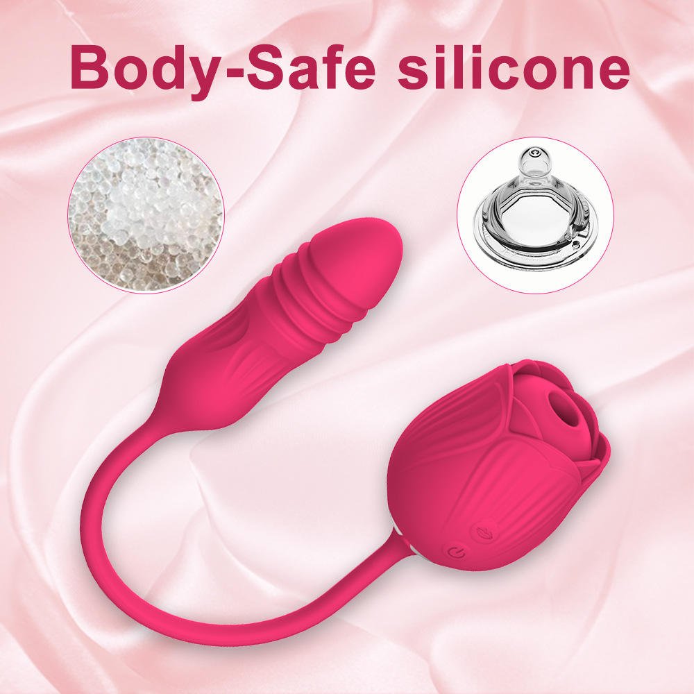 Rose Toy Vibrator with Tongue for Clit Sucking and Nipple Stimulation