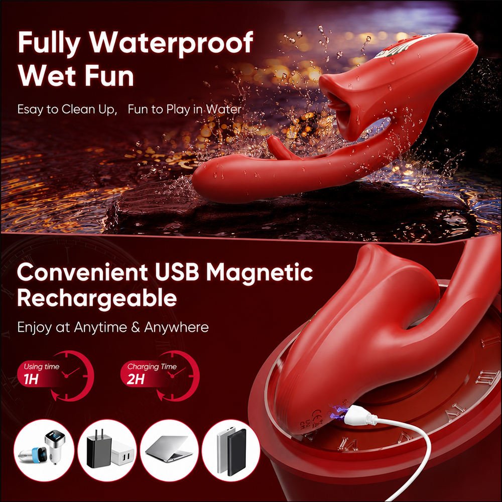 3-in-1 USB Rechargeable Vibrator with Biting, Flapping and Vibration Modes