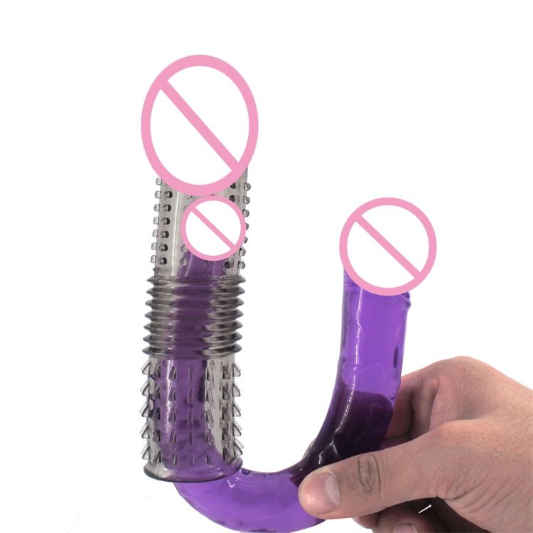 Reusable Extendable Crystal Condom Sleeve - Black or Clear TPE Penis Extender - Image 2