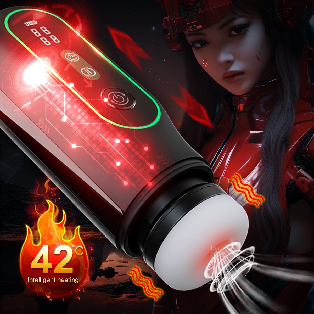 Automatic Telescopic Sucking and Heating Masturbator with Vibration