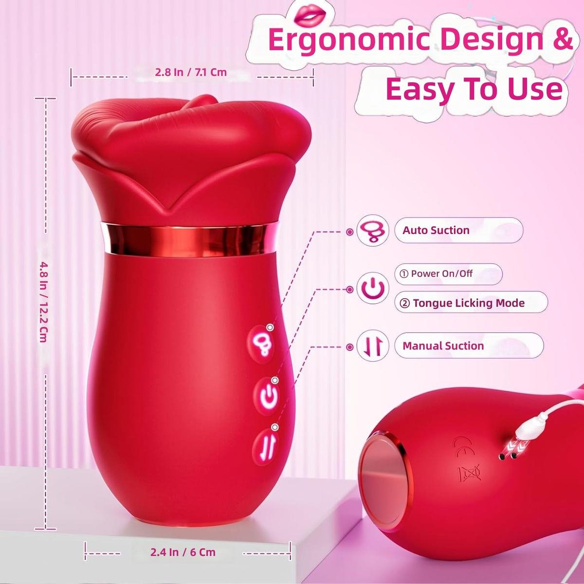 Red-Lip Large-Mouth Silicone Vibrating Egg with 9-Frequency Vibration